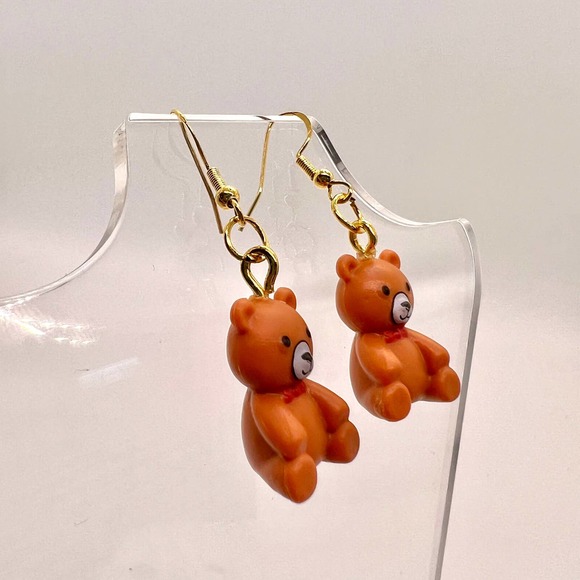 Teddy Bear Earrings - Baby Shower Earrings - Gender Reveal Earrings - Toy Earrin - Picture 2 of 9